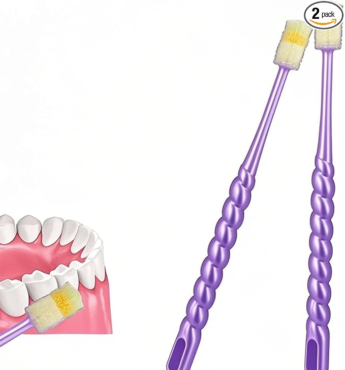 2 PCS Chemotherapy Must Haves for Women Chemotherapy Must Have Toothbrush for Sensitive Mouths Comfort Items Chemo Patients Spinning Toothbrush Oral Support Care Package (Purple)