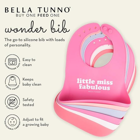 Baby Bib for Eating by Bella Tunno, Waterproof Silicone Bib with Large Food Catcher, Adjustable Fit for Babies 4-12 months & Toddlers 1-3 Years, Boys & Girls, Party Animal