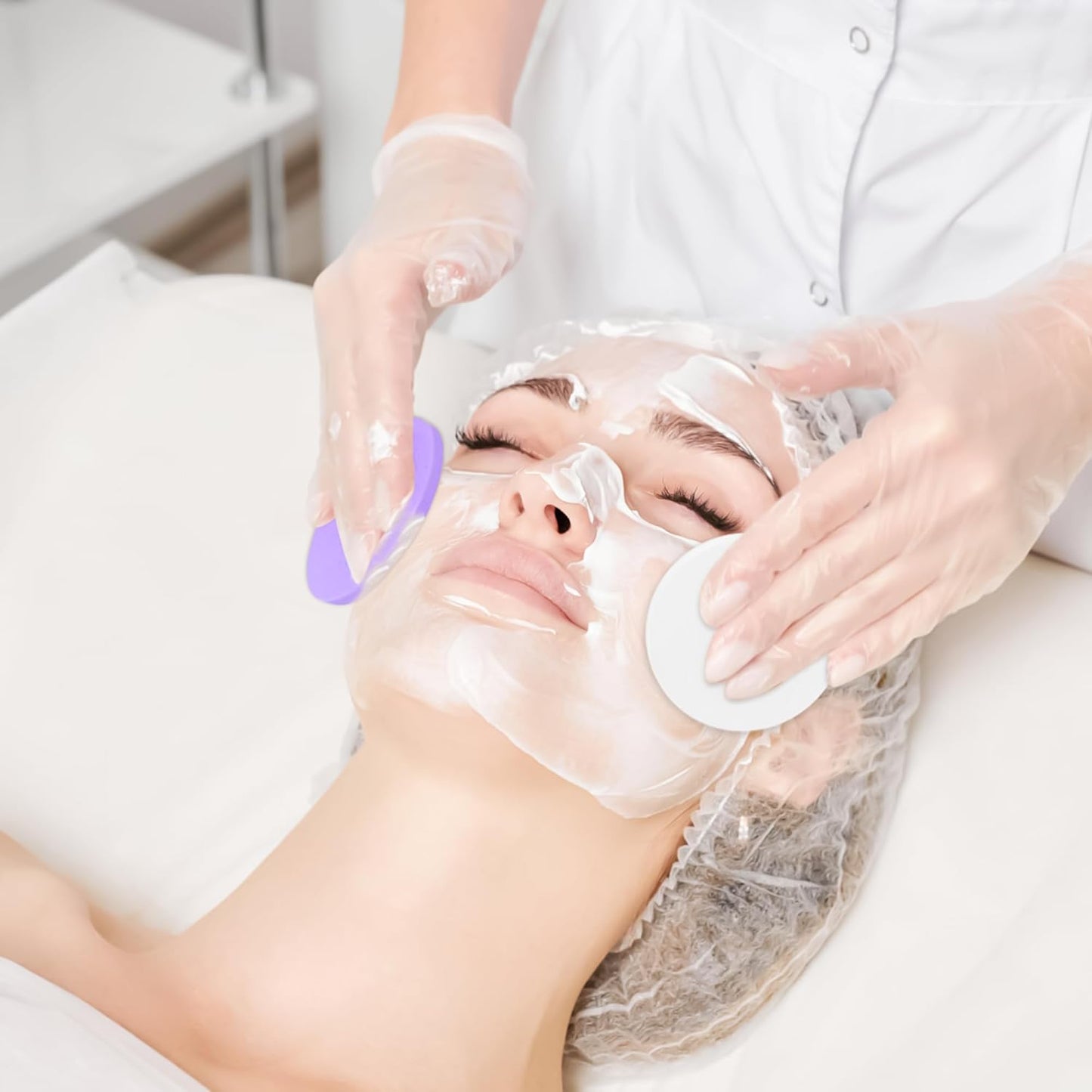 120 Pcs Facial Sponge Compressed, Luxiv Face Cleansing Sponge Estheticians Compressed Makeup Facial Sponge Round Wash Face Sponges for Women Compress Exfoliating Removal Sponge (White+Purple)