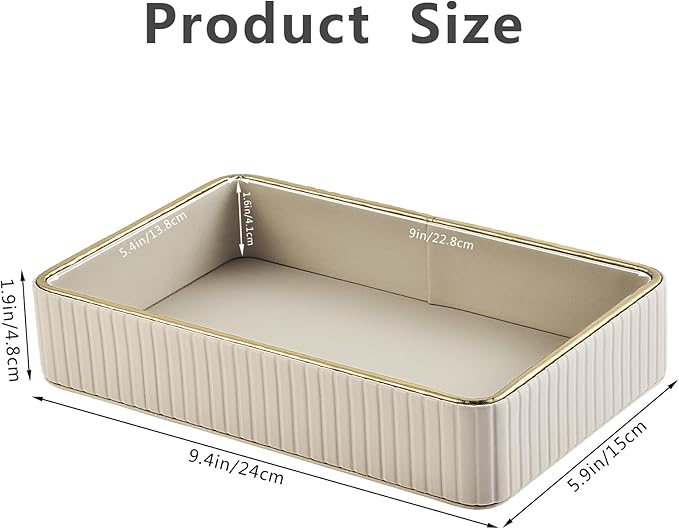 PU Leather Valet Tray,Desk Organizer Tray Nightstand Organizer Trinket Dish Storage Key Bowl Decorative Trays for Phone Wallet Jewelry Watch,Bathroom Bedroom Perfume Vanity Trays,Apricot