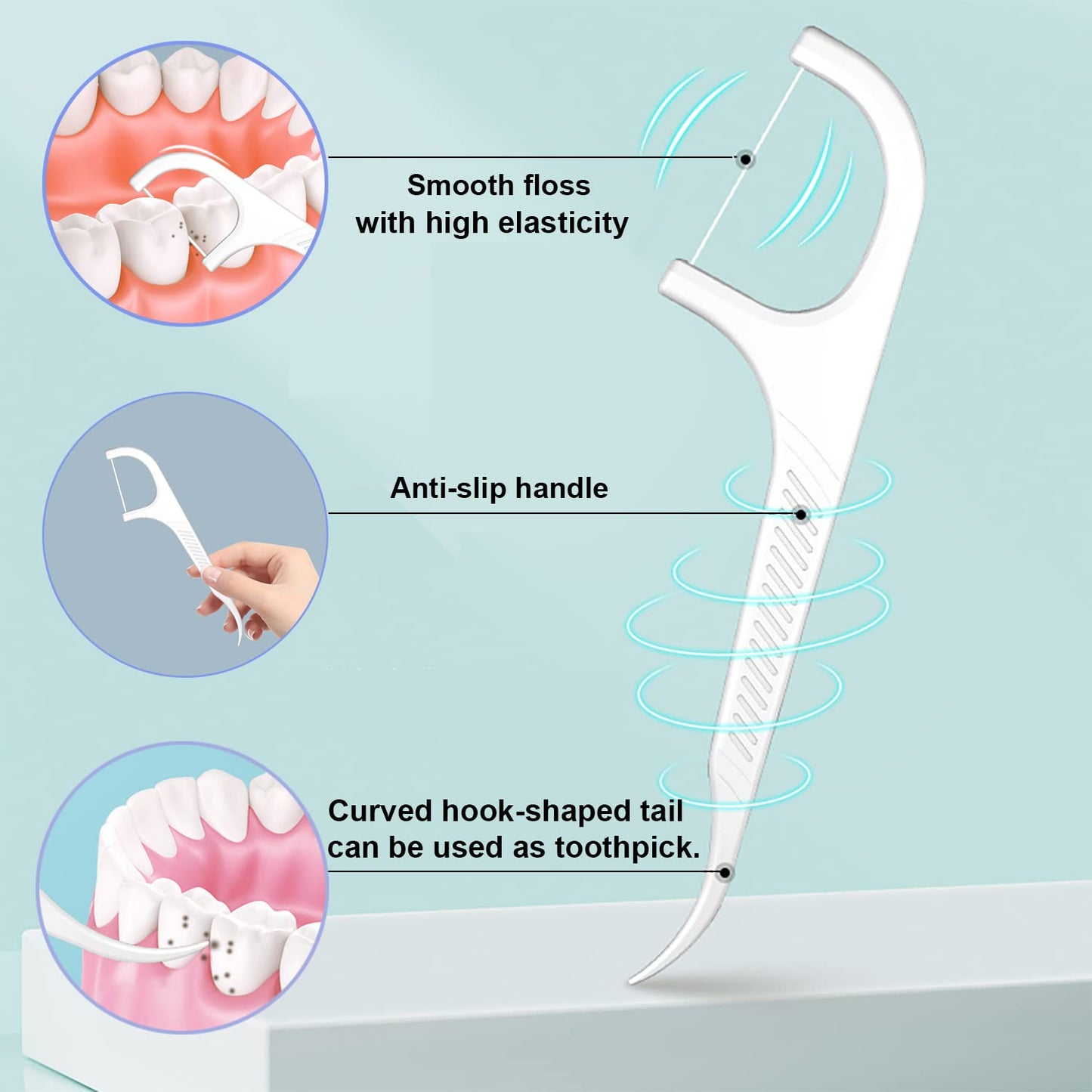 EasyHonor Floss Picks Dispenser, Dental Floss Picks Case, with 6 Counts Dental Flossers Sticks,Teeth Flossers Picks for Teeth Cleaning.(Pink)