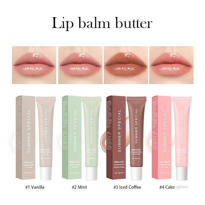 URQT Summer Special Lip Butter Balm, Hydrating, Nourishing & Softening Lip Care with Natural Oils & Fruit Extracts, Long-Lasting Moisture, Non-Sticky Shine, Soften Dry Lips Lip Care (#1 Vanilla)