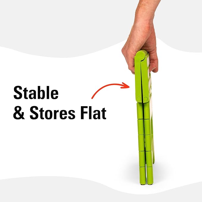 Kikkerland Rhino Foldable Step Stool – Holds Adults up to 300 Lbs, Best for Kitchen & Bathroom – Collapsible, Portable, Lightweight Stepping Stool with Sturdy, Non-Slip Design – Green, 8”