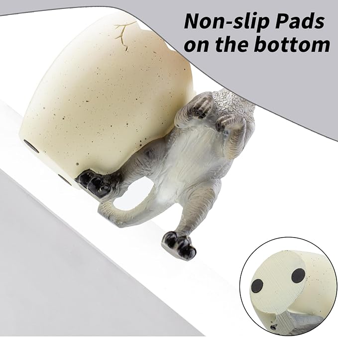 FlidRunest Dinosaur Kids Toothbrush Holder Tooth Brush Organizer for Bathroom - Sturdy Resin Dino Tooth Brush Holder - Easy to Clean - Dinosaur Bathroom Decor for Birthday, Children's Day-Grey