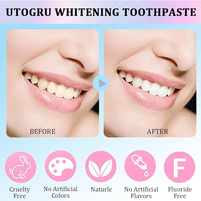 for Utogru Nicotinamide Whitening Toothpaste, Protects Enamel, Refreshes Breath & Stain Removal, Fluoride-Free Formula is Suitable for Sensitive Teeth (3.8oz/100g, 1P)
