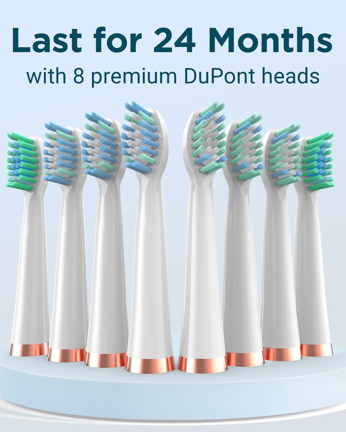 Rtauys M5 Sonic Electric Toothbrush for Adults and Kids - Rechargeable Electric Toothbrush Kids Ages 12+ and Adults with 8 Brush Heads & Travel Case, 120 Days Battery Life - White