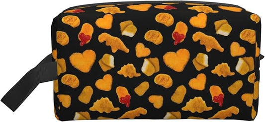 Creative Chicken Nuggets Toiletry Bag for Women Men Portable Travel Wash Bag Waterproof Gym Shaving Toiletries Cosmetic Organizer Bag, Shower Bathroom Toiletries Accessories Makeup Bag with Handle