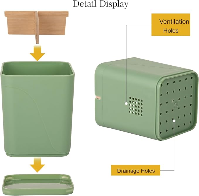 Electric Toothbrush Holder 3 Slots Tooth Brushing Holder with Bamboo Dividers for Bathrooms, Plastic Toothbrush and Toothpaste Organizer for Shower, Countertop, Vanity, Green