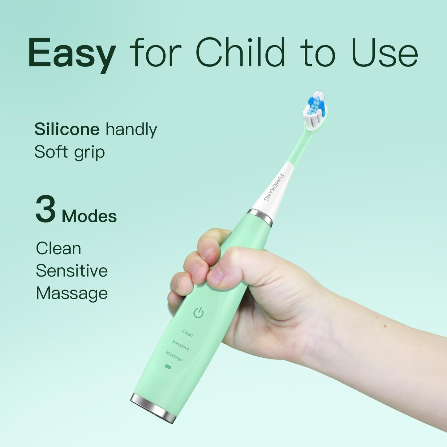 Kids Electric Toothbrushes Sonic Rechargeable Tooth Brush Gifts for Boys and Girls Smart Timer Power Toothbrush - 3 4 5 6 7 8 9 10 11 12 (Mint)