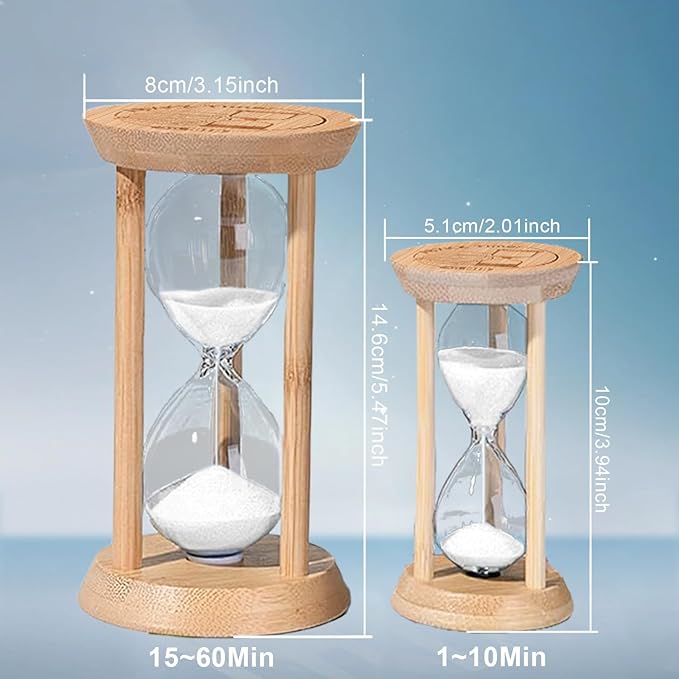 20 Minute Hourglass, Wood Sand Timer, Mini Sand Watch 20 Min,Unbreakable Sandglass, Teachers Classroom Time, Toothbrush Timer, White