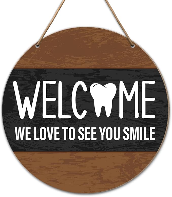 Dental Office Welcome Wooden Wall Decor, We Love to See You Smile, Dentist Welcome Wood Hanging Sign Decoration, Dentist Gifts for Women Men, Dental Hygienist Gifts