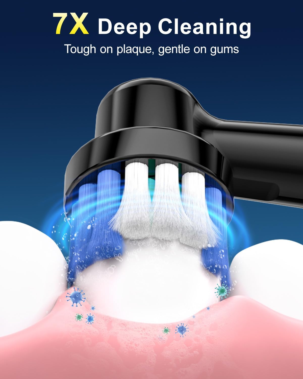 Rtauys R6 Rotating Electric Toothbrush for Adults, Fast Charge, Come with 8 Brush Heads (2 Types) and Travel Case, 5 Modes, 50000VPM Powered Toothbrush, 2 Minute Timer