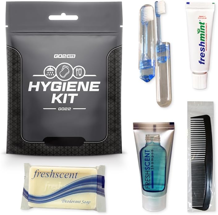 Hygiene Toiletry Travel PPE Kits for Travel, Business with Reusable Toothbrush, Bath Soap & Other Essentials