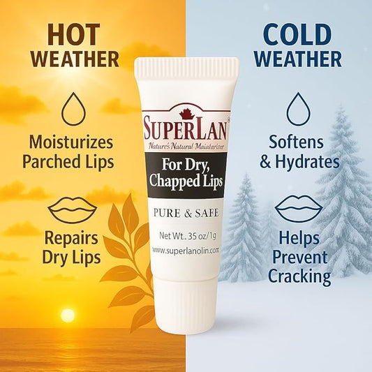 Lanolin Lip Balm 2 pack - Organic Lip Repair for Hot/Dry Weather - Natural nipple cream - Moisturizer for cracked lips - Hydrating lip care - Ultra pure jojoba oil - Chapstick For Men & Women 0.70 Oz