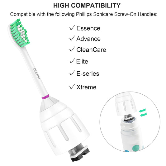 Replacement Heads for Philips Sonicare E-Series - Ofashu Brush Head Compatible with Essence Xtreme Elite Advance 7022 5610 White, 6 Packs Screw-on Electric Toothbrush