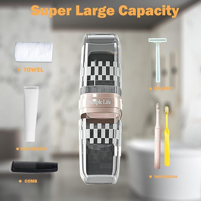 Tooth Brush Holder for Travel, Covered Toothbrush Case, Portable Travel Toothbrush Holder, Toothbrush Travel Case Carrier for Camping, Bathroom, School, Business Trips (Clear)