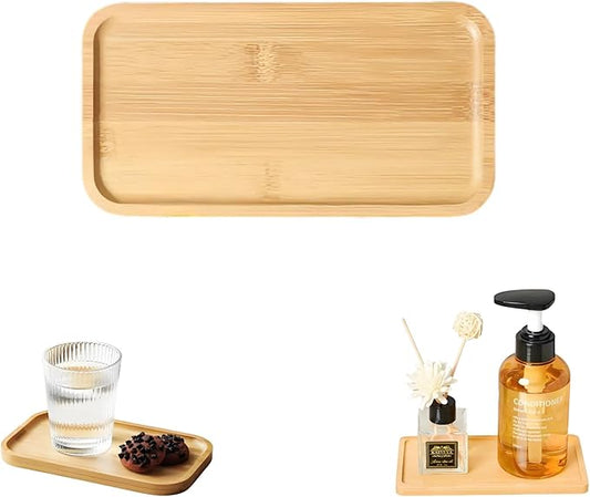 1PCS Bamboo Bathroom Trays - Suitable for The Bathroom,Kitchen,Breakfast Tray and Decorative Tray (8.27 in * 4.33 in)