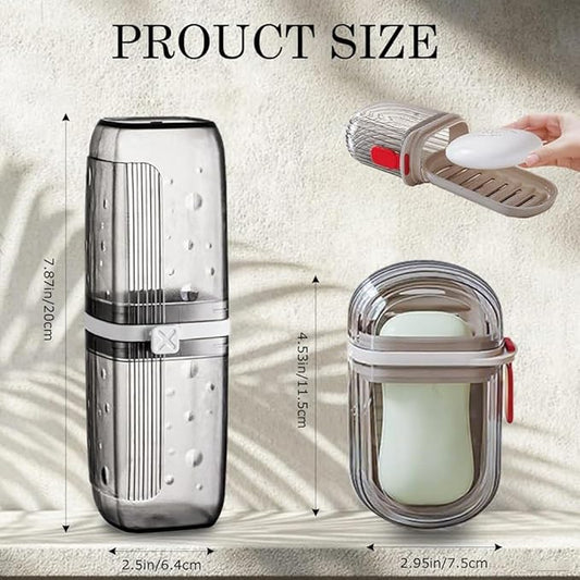 Soap Case and Toothbrush Travel Case, Portable Leakproof Travel Soap Container Dish Tray - Travel Toothbrush Holder & Bar Soap Travel Case Ideal for Trip, Gym, Camping and Bathroom (Travel Set)