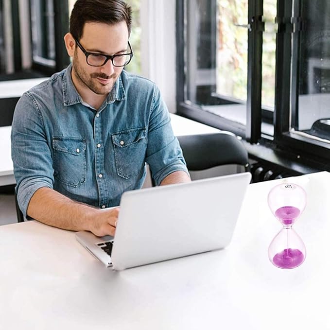 SuLiao Sand Timer 5 Minute Hourglass: 5.1 Inch Purple Sand Clock, Large Sandglass 5 Min, Hour Glass Reloj De Arenai for Kids, Games, Classroom, Home, Desk, Office Decorative