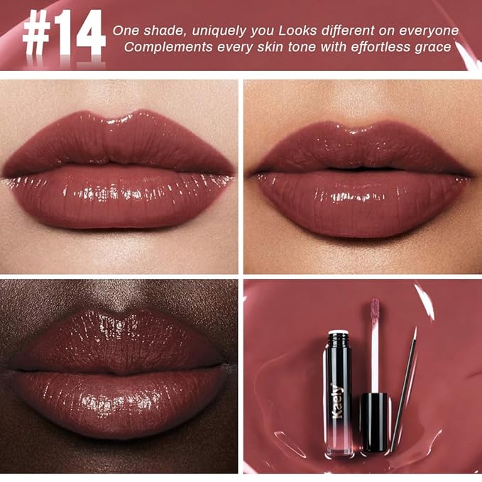 Kaely Longwear No-Budge Lipstick for Women, Highly Pigmented Liquid Lip Color Makeup, Non-Transfer Lip Gloss Stain Waterproof Smudge Proof 24 Hour, Instant Shine, Vegan & Cruelty-Free, 14 WITTY