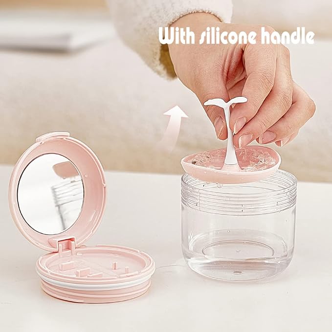 MURRI&MURRDI Retainer Mouth Guard Soak Container Box, Denture Bath Case with Strainer Basket, Braces Cleaner Cup Leak Proof, Travel Cleaning Storage Holder for Invisalign Aligners Dental, Pink