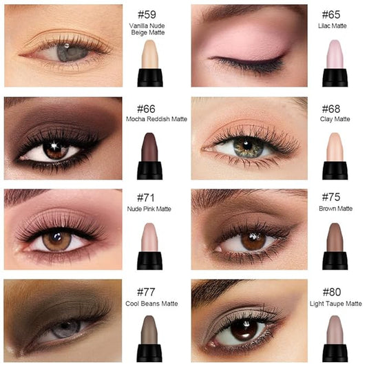 evpct 8Pcs Cream Eyeshadow Stick Set for Women, Beige Nude Pink Mauve Brown Taupe Black Cocoa Chocolate Matte, Silky Matte Eyeshadow Applicator Sticks Waterproof, Blendable Eye Makeup sombras para ojo