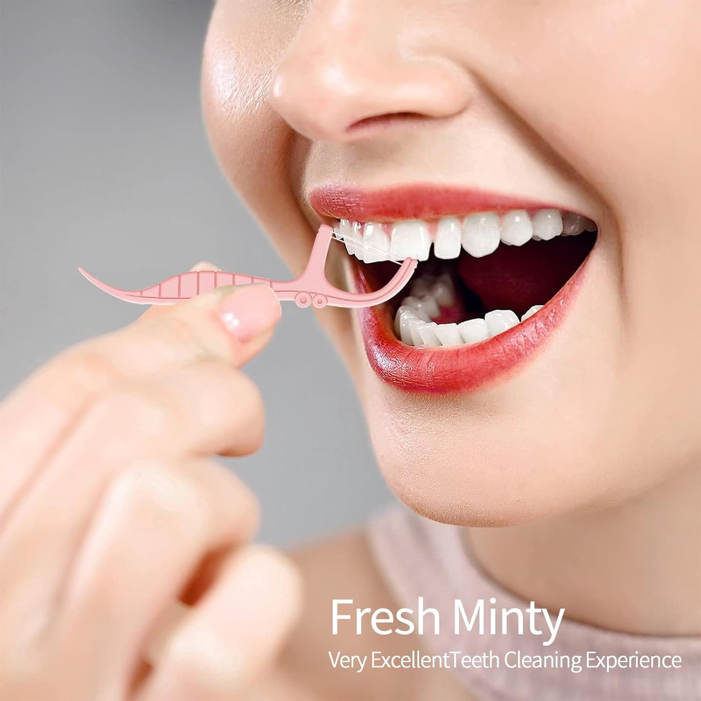 Holy rose Dual-Line Dental Floss Picks - Pink Flossers 300 Count,End with Toothpick - Mint Flavored for Oral Cleaning & Fresh Breath-and Ideal for Daily Teeth Care