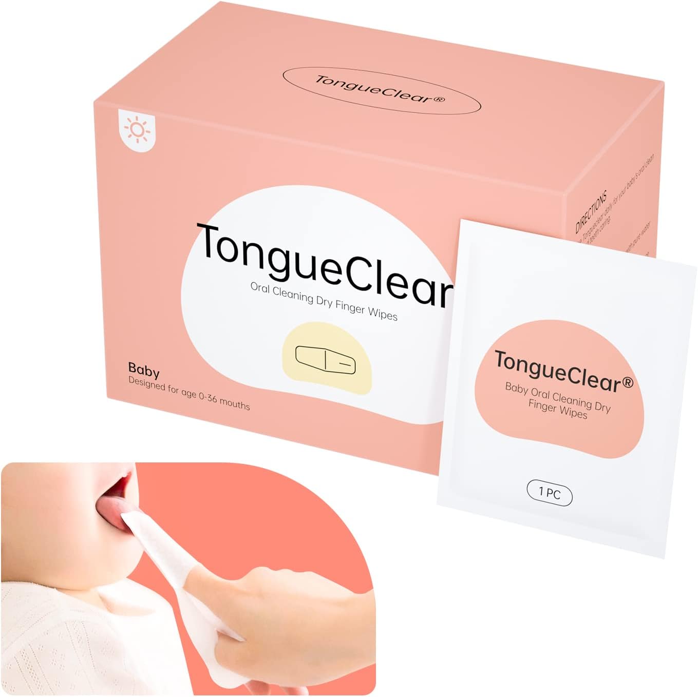 Toddler & Baby Dry Wipes, Premium 0-36 Months Tooth and Gum Wipes, Upgrade Tongue Cleaner for Infant & Newborn, 60 Count