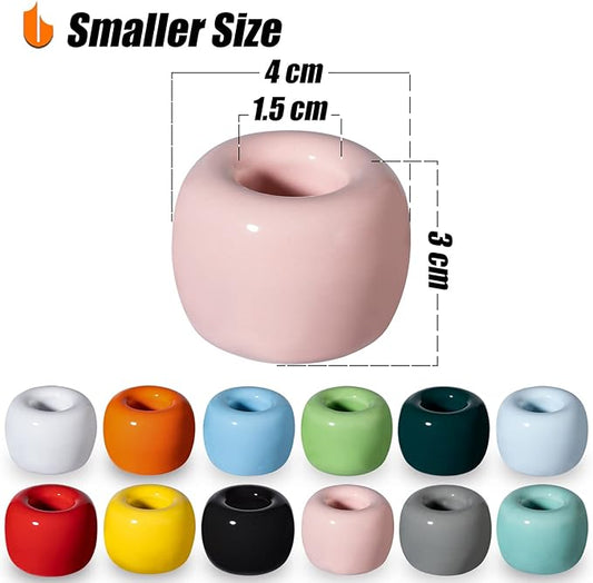 Urbanstrive Sleek Mini Ceramics Toothbrush Holder Stand for Bathroom Vanity Countertops (Pink 2-Pack)