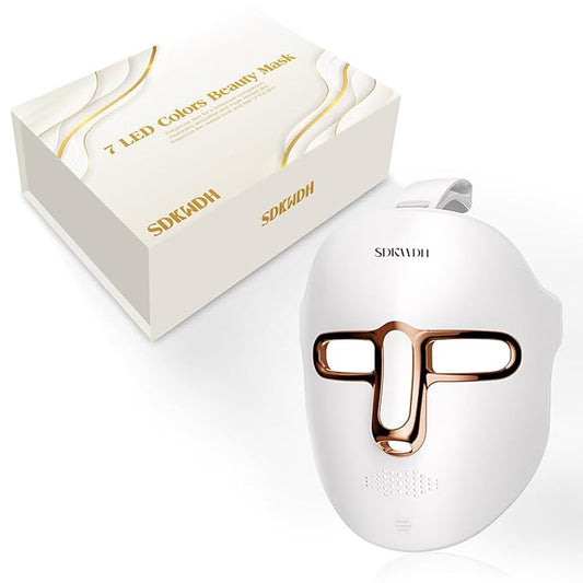 Red Light Photon Facial Mask, Wireless Rechargeable & Ergonomic Design with NIR, Portable for Home & Travel, Gold