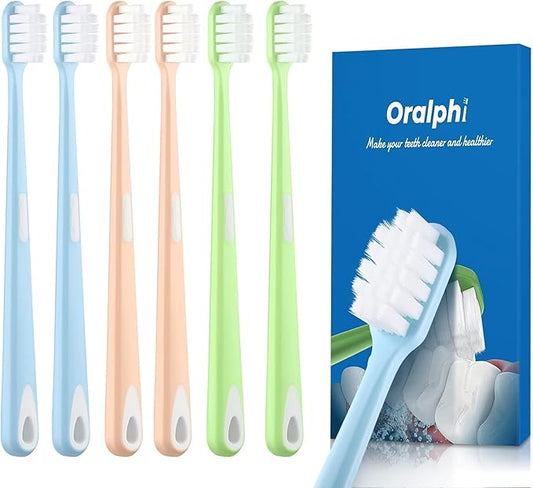 Extra Soft Toothbrush for Sensitive Gums, Compact Head Soft Bristle Toothbrush with 10000 Soft Flossing Micro Nano Bristles for Adults, Pregnant Women, Elderly, Braces