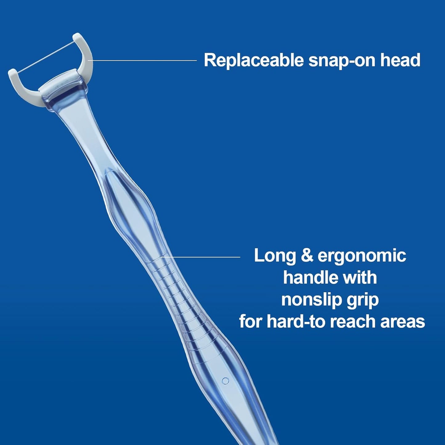 RAZOKO Dental Flosser Kit, Extra Strong Shred-Resistant Floss, for Hard-to-Reach Areas, PTFE & PFAS Free, 2 Handles + 240 Refill Heads