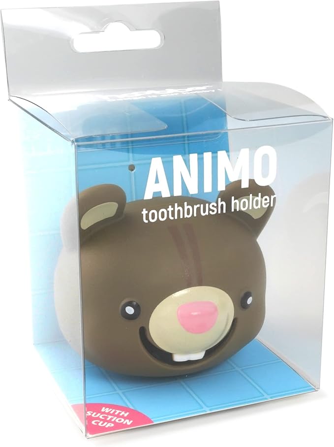 Hoobbe Animal Toothbrush Holder, Kids Suction Toothbrush Holder with Mirror/Glass/Wall Mounted Suction Cup, Bathroom Organizer, Accessories and Decor (Squirrel), for Kids