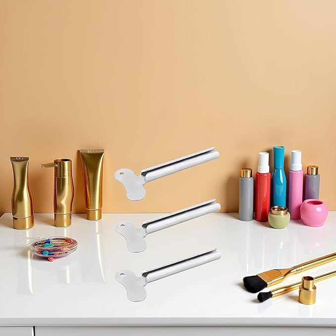 3 Pcs Silver Metal Tube Squeezer Keys, Tube Toothpaste Squeezer Keys Metal Hair Dye Color Key Roller Dispenser Tools, Daily Living Tube Squeezing Aids