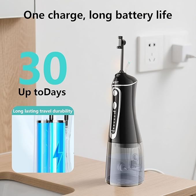 Water Flosser,Water Dental Flosser Pick for Teeth,Grinest 7 Modes Rechargeable Cordless Oral Irrigator Portable IPX7 Waterproof Tooth flossers for Home Travel-Black