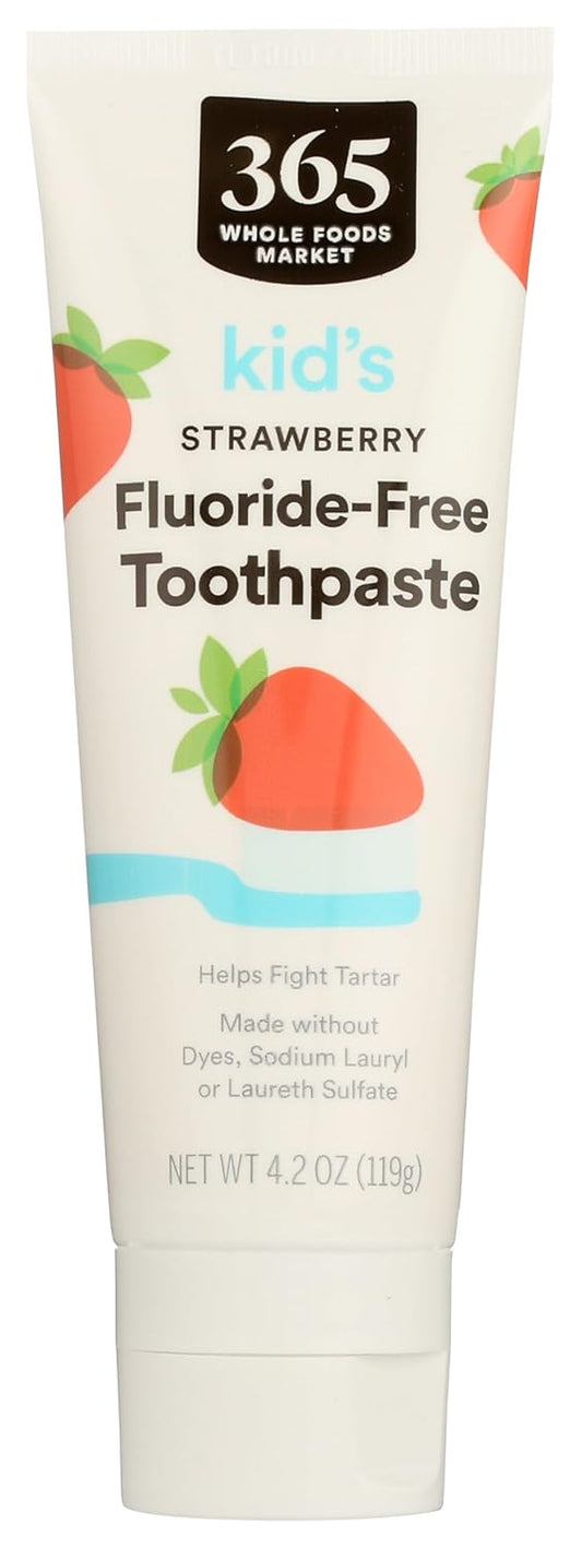 365 by Whole Foods Market, Kid's Fluoride-Free Toothpaste, Strawberry, 4.2 Ounce