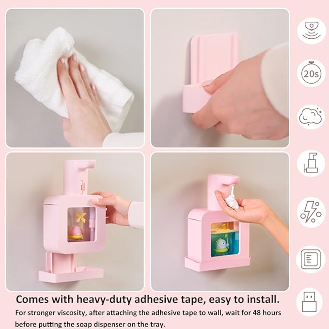 Cute Soap Dispenser for Kids - Automatic Foaming Soap Dispenser for Bathroom Kitchen Office School Children Gift, Waterproof USB Rechargeable Hand-Free 13.5oz,White Unicorn