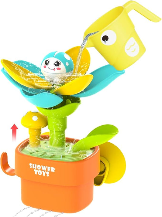 Bath Toys for Kids Ages 1-3: Flower Set with Watering Cup, Toddler Interactive Bath Toys with Strong Suction Cup, Attach to Any Tub or Shower Fun for Bath Time - Great for Boys, Girls Shower Gifts