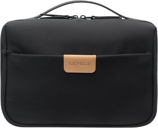 LEVEL8 Travel Toiletry Bag for Women Men, Travel Organizer Water Repellent, Makeup Organizer with Hang Hook for Travel Accessories, Large/Black