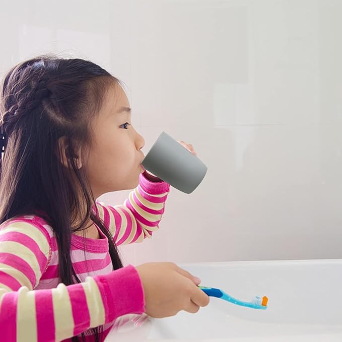 Topsky 4pcs Bathroom Tumbler Set - Plastic Drinking Cup With Mouthwash & Toothbrush Holder