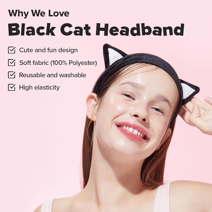I DEW CARE Meet Bubble Kitty Headband & Bubble Maker Duo - Black Cat Headband and Cat-ppuccino Bubble Foam Maker | Facial Cleansing Duo, Bubble Foam Maker, Gift sets for women