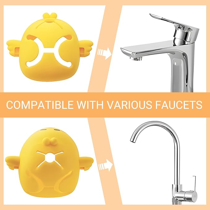 Faucet Extender for Toddlers, 2 Pack 5.4" U Shape Cartoon Kids Sink Faucet Extender for Hand Washing - Food Grade Silicone Faucet Extension for Standard & Gooseneck Faucet