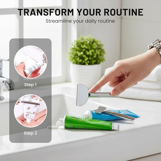 Toothpaste Squeezer, Metal Tube Squeezer Key Stainless Steel Toothpaste Roller Tube Wringer for Paint, Cream, Cosmetic and Hair Dye (A*2 PCS)