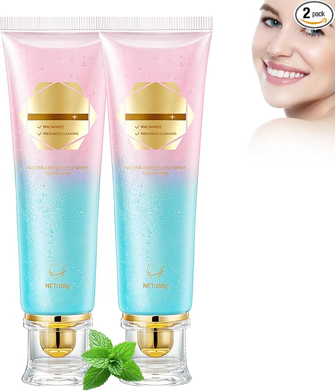 2Pcs Acssart Radiant Whitening Toothpaste, Niacinamide Intensive White Toothpastes, Nicotinamide White Toothpastes, Deep Cleaning Care