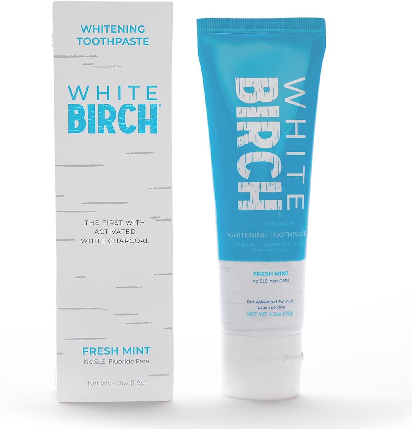 White Birch Activated Charcoal Toothpaste - Professional Teeth Whitening - Natural, No Fluoride Oral Care