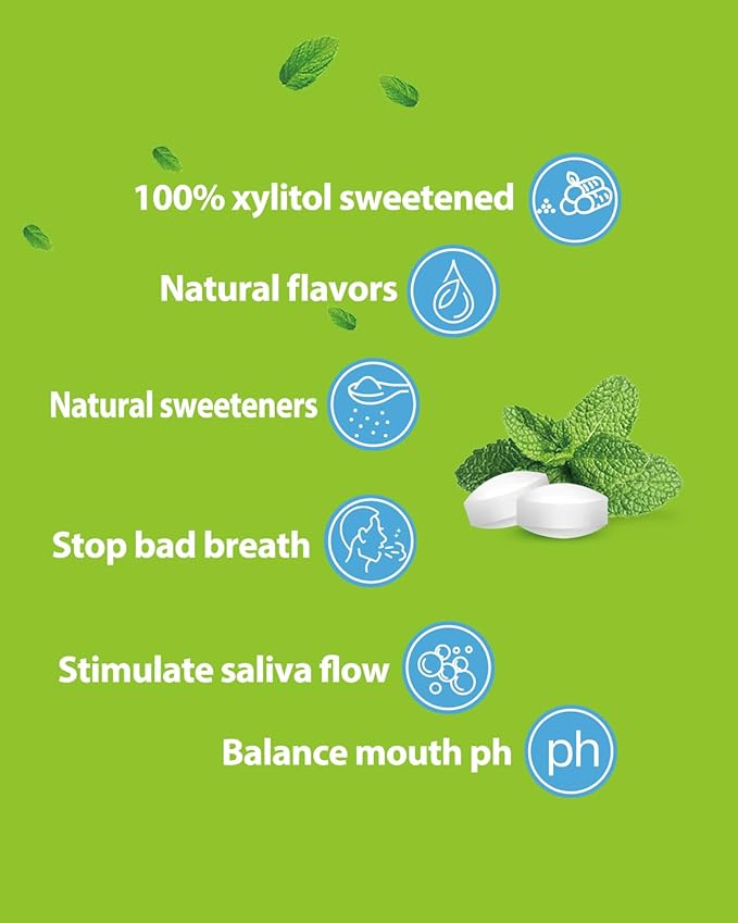 DC24 DAILY CARE 100% Xylitol Mints | Aspartame Free, Sugar Free, Vegan, Gluten Free & Keto Friendly | Natural Peppermint Flavored Mints, 25 Piece-Pack, 4 Packs