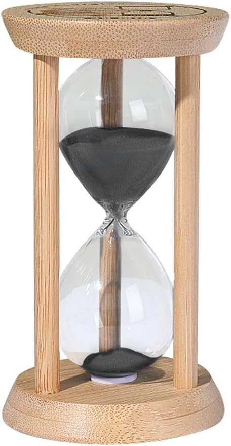 SuLiao Wooden Sand Timer 5 Minute Hourglass, Beech Small Black Sand Watch 5 Min, Reloj De Arena Hour Glass Sandglass for Home Office Decorative Game Classroom