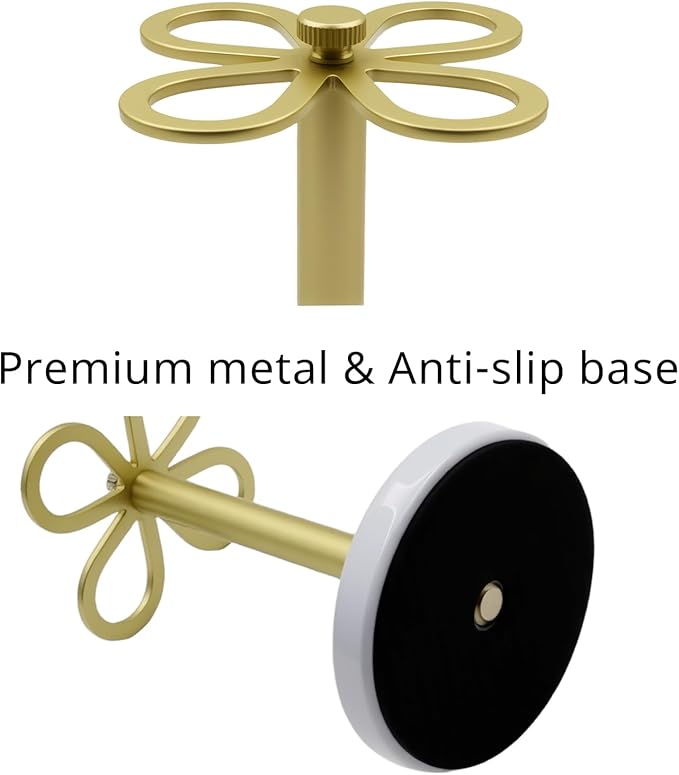 Metal Toothbrush Holders for Bathroom with 4 Slot Gold and White Tooth Brush Holder Stand and Non-Slip Base， Countertop Organizer for Family and Hotel，Compact Design