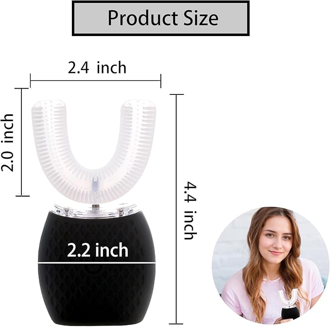 Automatic Toothbrush for Adults - Ultrasonic Electric Toothbrush 30s Timer, Soft Bristles, Wireless Charging Washable Portable for Travel & Home Use Dual-use (Black, Adult)