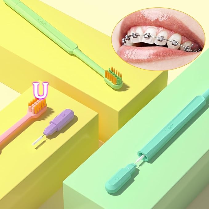 Y-Kelin 2IN1 Orthodontic Braces Toothbrush with interdental Brush